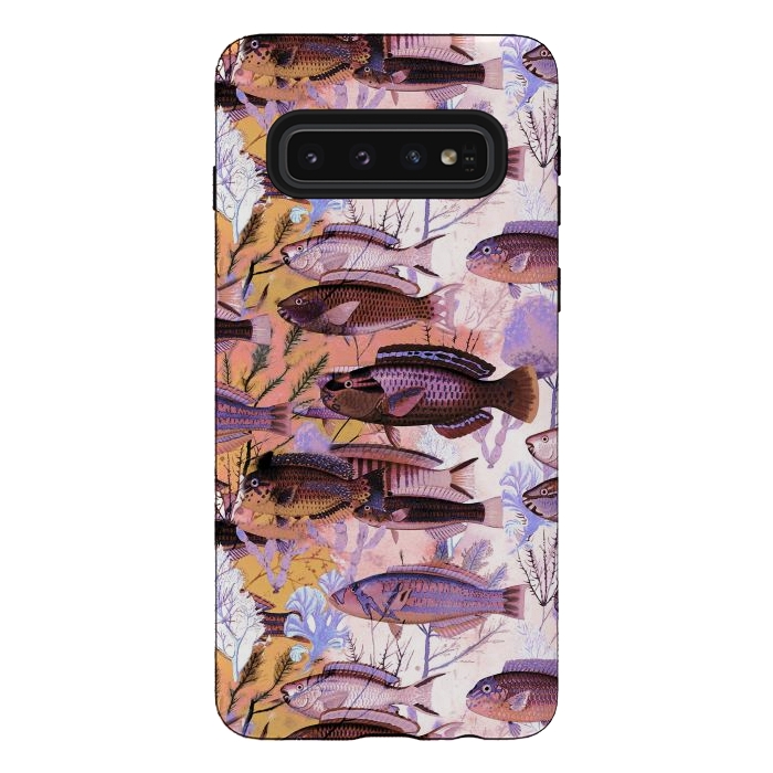 Galaxy S10 StrongFit Watercolor coral reef by Oana 