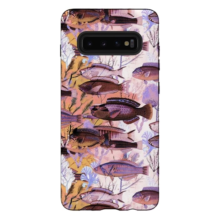 Galaxy S10 plus StrongFit Watercolor coral reef by Oana 