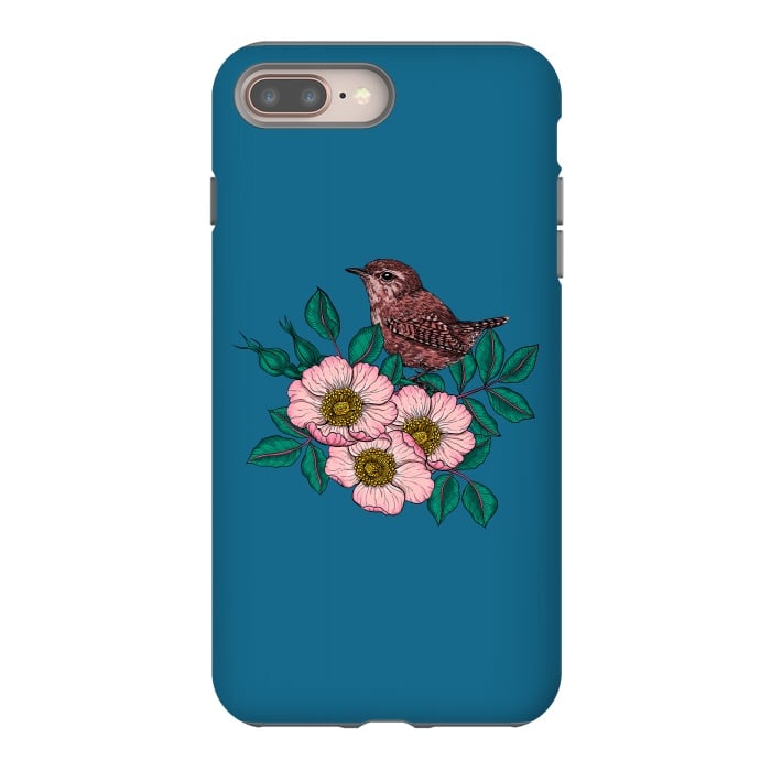 iPhone 7 plus StrongFit Wren and dog rose bouquet by Katerina Kirilova