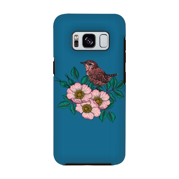Galaxy S8 StrongFit Wren and dog rose bouquet by Katerina Kirilova
