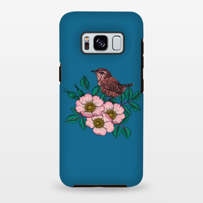 Galaxy S8 plus StrongFit Wren and dog rose bouquet by Katerina Kirilova