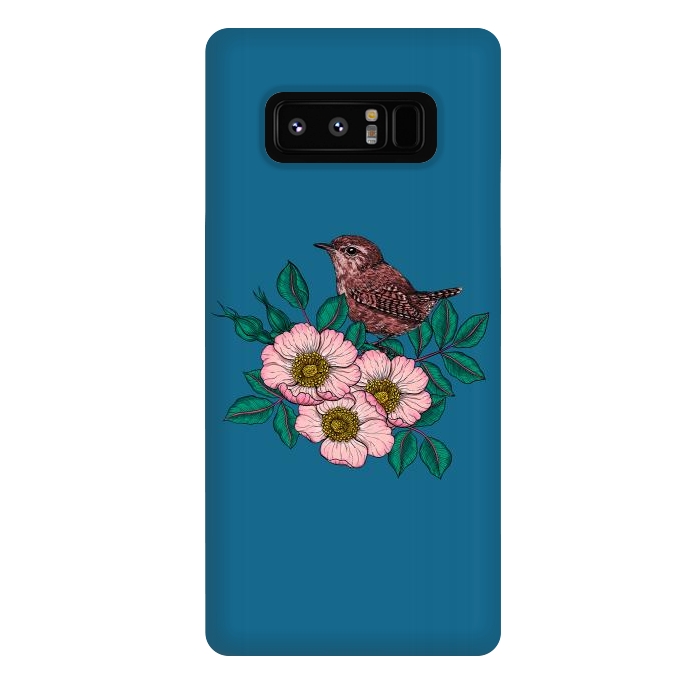 Galaxy Note 8 StrongFit Wren and dog rose bouquet by Katerina Kirilova