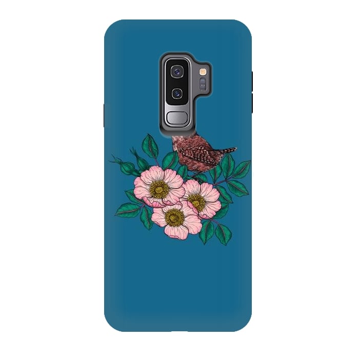 Galaxy S9 plus StrongFit Wren and dog rose bouquet by Katerina Kirilova