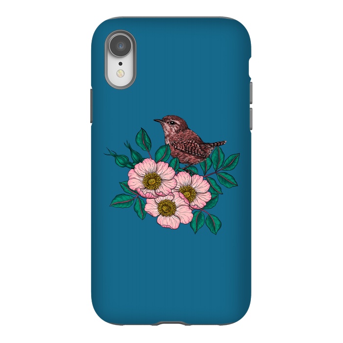 iPhone Xr StrongFit Wren and dog rose bouquet by Katerina Kirilova