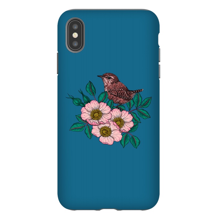 iPhone Xs Max StrongFit Wren and dog rose bouquet by Katerina Kirilova