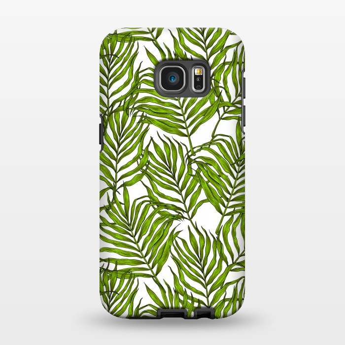 Galaxy S7 EDGE StrongFit Palm leaves on white by Katerina Kirilova