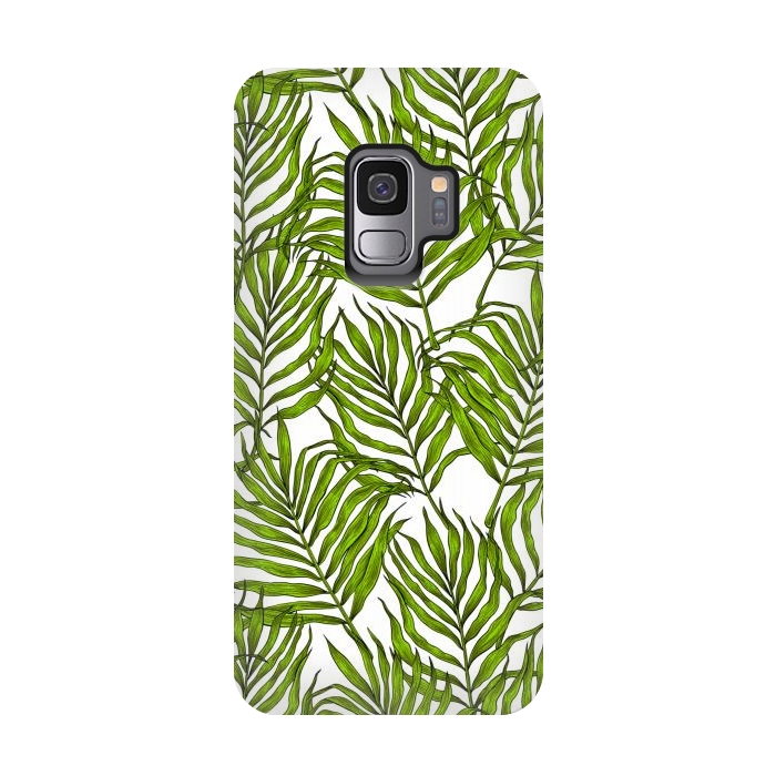 Galaxy S9 StrongFit Palm leaves on white by Katerina Kirilova