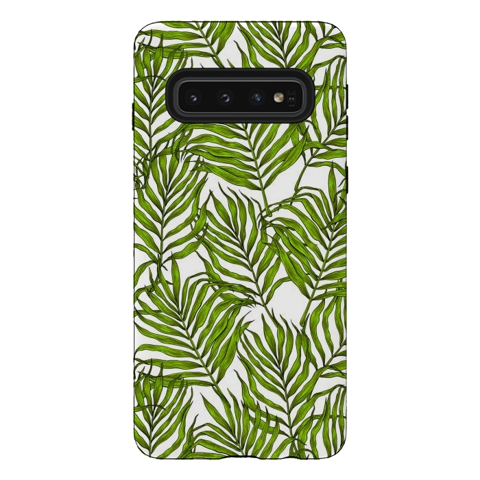 Galaxy S10 StrongFit Palm leaves on white by Katerina Kirilova