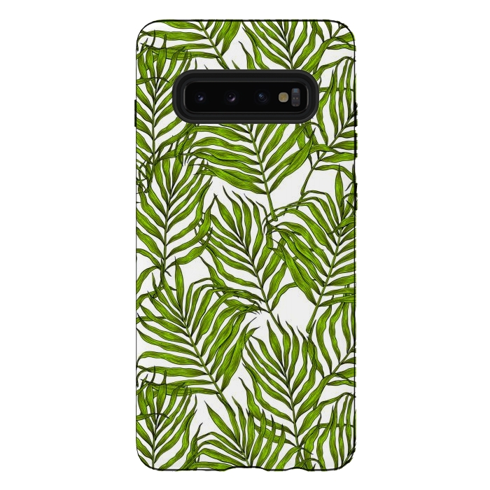 Galaxy S10 plus StrongFit Palm leaves on white by Katerina Kirilova