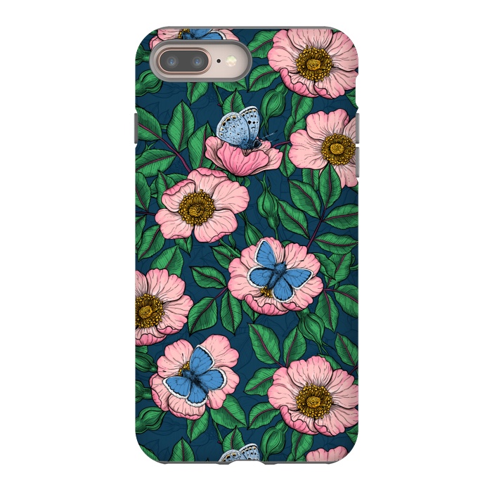 iPhone 7 plus StrongFit Dog rose and butterflies by Katerina Kirilova