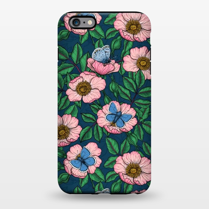 iPhone 6/6s plus StrongFit Dog rose and butterflies by Katerina Kirilova