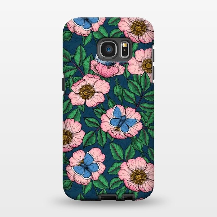 Galaxy S7 EDGE StrongFit Dog rose and butterflies by Katerina Kirilova