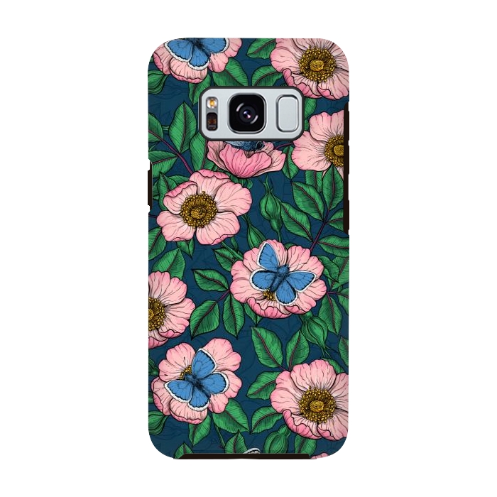 Galaxy S8 StrongFit Dog rose and butterflies by Katerina Kirilova