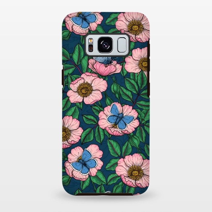 Galaxy S8 plus StrongFit Dog rose and butterflies by Katerina Kirilova
