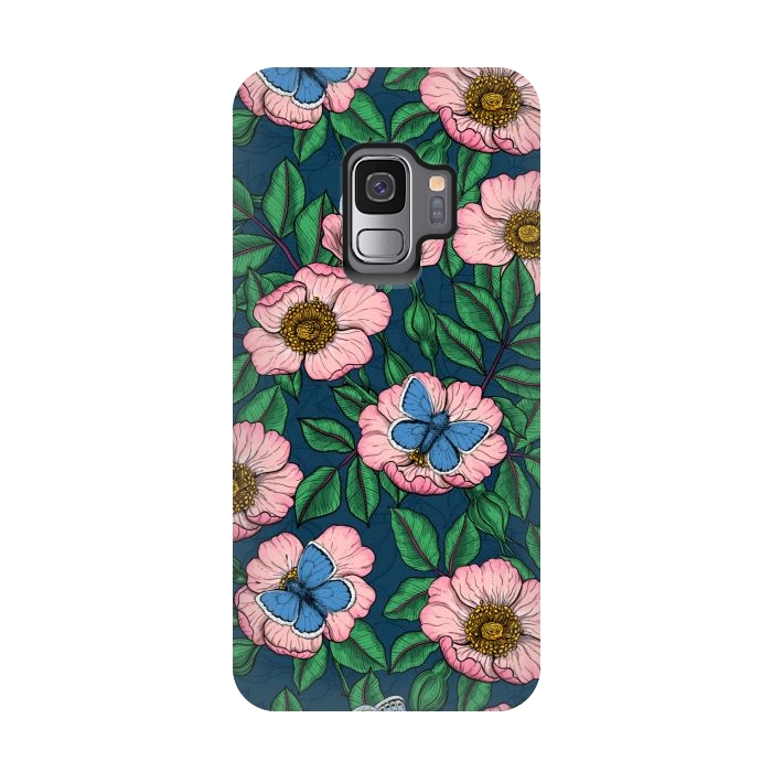 Galaxy S9 StrongFit Dog rose and butterflies by Katerina Kirilova