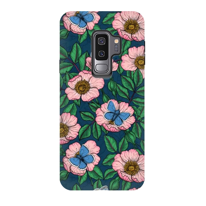 Galaxy S9 plus StrongFit Dog rose and butterflies by Katerina Kirilova