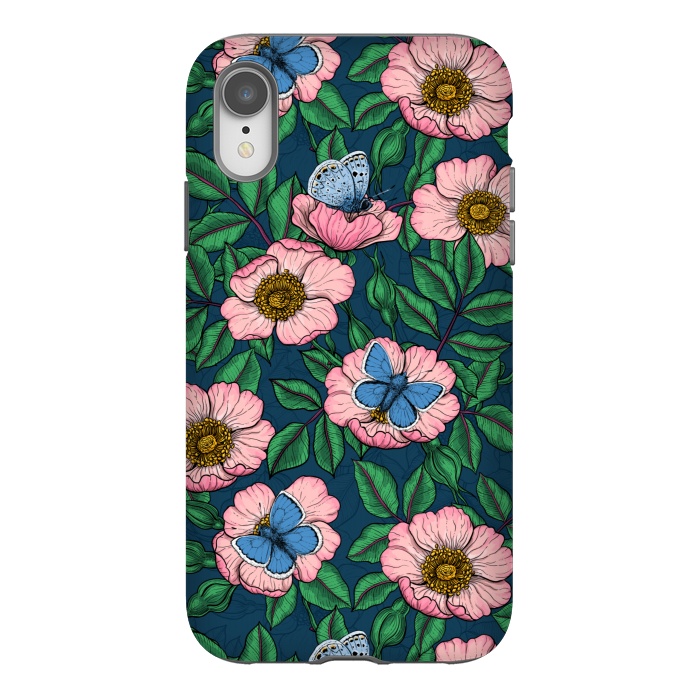 iPhone Xr StrongFit Dog rose and butterflies by Katerina Kirilova
