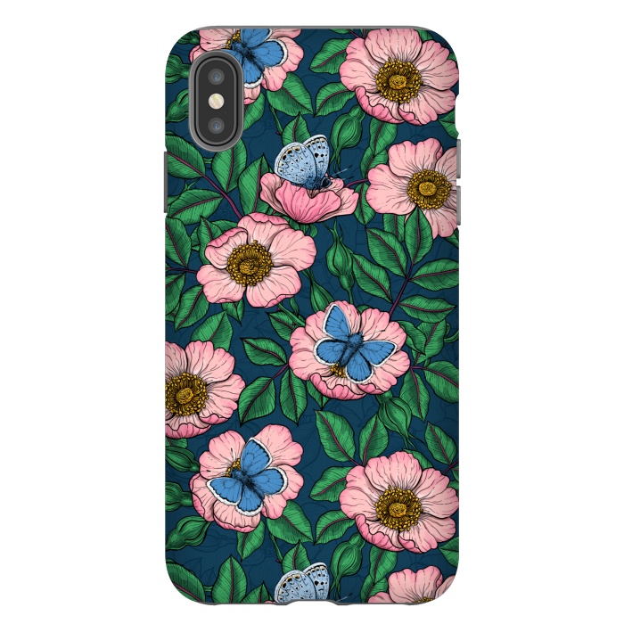 iPhone Xs Max StrongFit Dog rose and butterflies by Katerina Kirilova