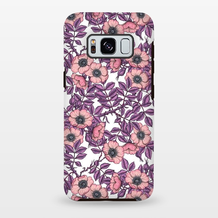 Galaxy S8 plus StrongFit Dog rose pattern on white by Katerina Kirilova