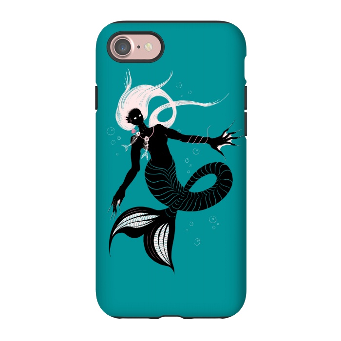 iPhone 7 StrongFit Creepy Mermaid With Fish Skeleton Necklace Dark Art by Boriana Giormova