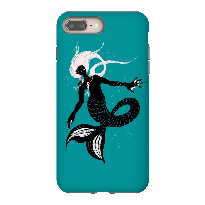 iPhone 7 plus StrongFit Creepy Mermaid With Fish Skeleton Necklace Dark Art by Boriana Giormova