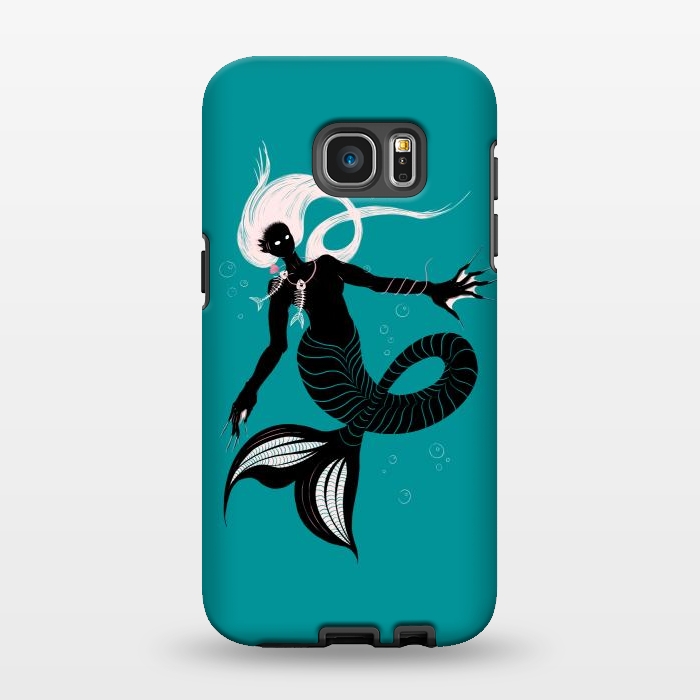 Galaxy S7 EDGE StrongFit Creepy Mermaid With Fish Skeleton Necklace Dark Art by Boriana Giormova