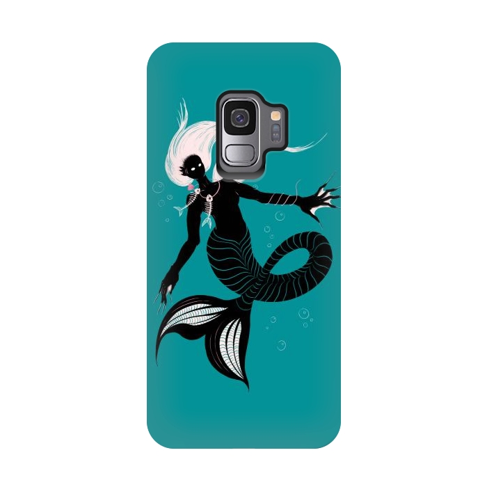 Galaxy S9 StrongFit Creepy Mermaid With Fish Skeleton Necklace Dark Art by Boriana Giormova