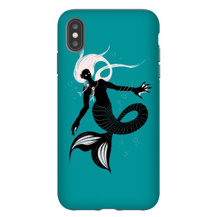 iPhone Xs Max StrongFit Creepy Mermaid With Fish Skeleton Necklace Dark Art by Boriana Giormova