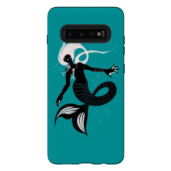 Galaxy S10 plus StrongFit Creepy Mermaid With Fish Skeleton Necklace Dark Art by Boriana Giormova