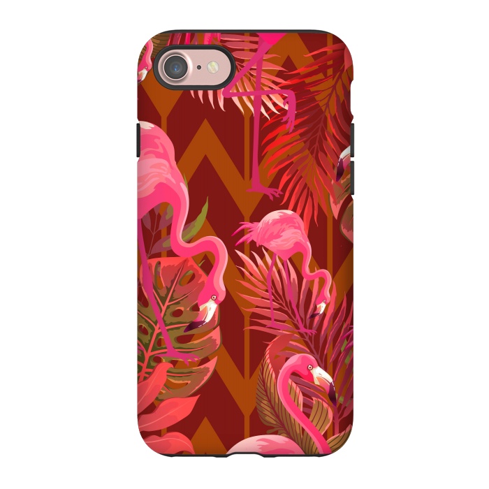iPhone 7 StrongFit Pink Flamingos On The Beach by ArtsCase