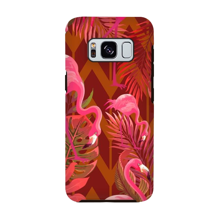 Galaxy S8 StrongFit Pink Flamingos On The Beach by ArtsCase