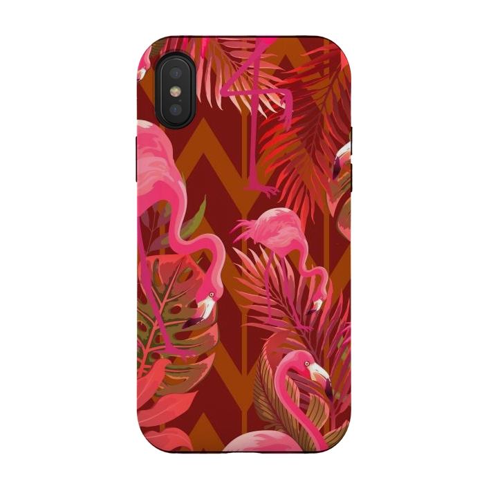iPhone Xs / X StrongFit Pink Flamingos On The Beach by ArtsCase