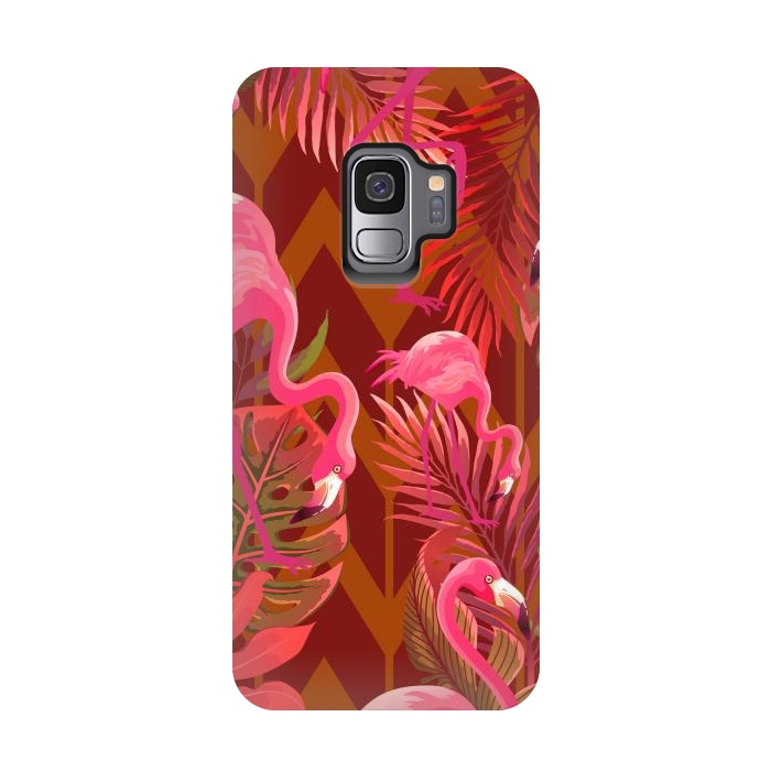 Galaxy S9 StrongFit Pink Flamingos On The Beach by ArtsCase