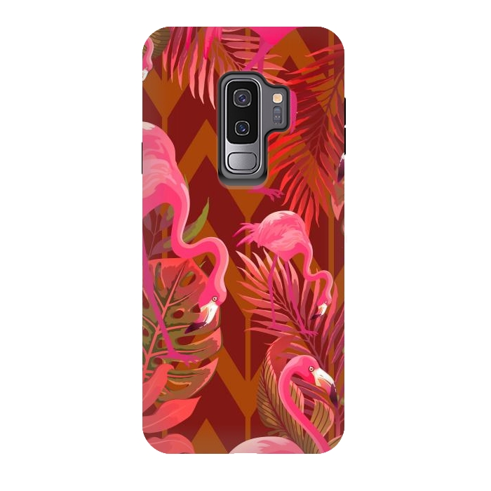 Galaxy S9 plus StrongFit Pink Flamingos On The Beach by ArtsCase