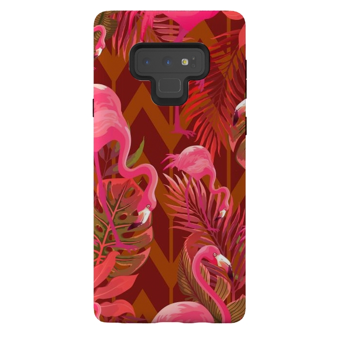 Galaxy Note 9 StrongFit Pink Flamingos On The Beach by ArtsCase