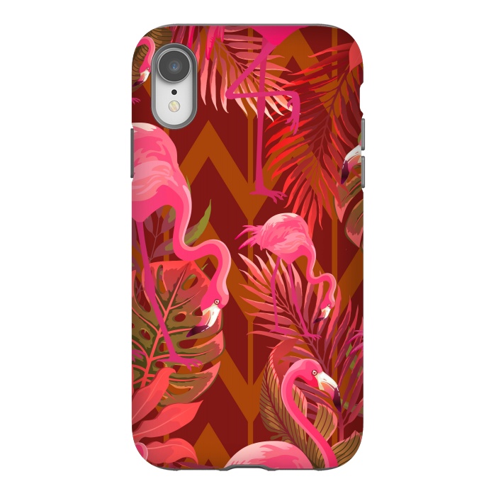 iPhone Xr StrongFit Pink Flamingos On The Beach by ArtsCase