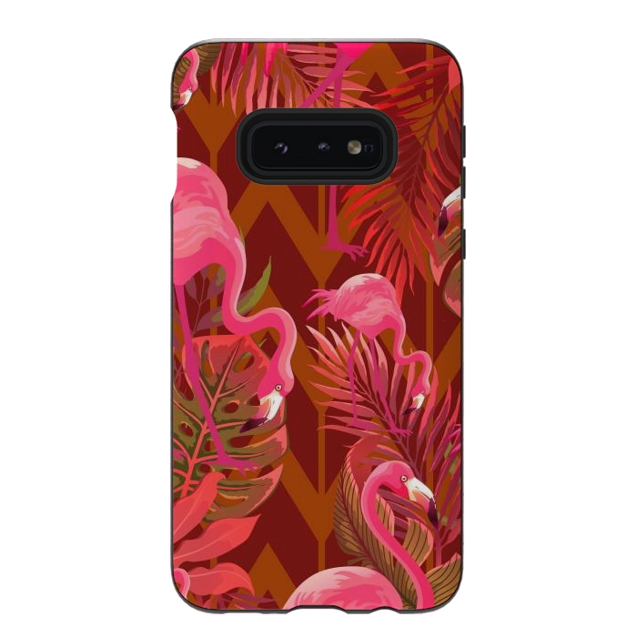 Galaxy S10e StrongFit Pink Flamingos On The Beach by ArtsCase