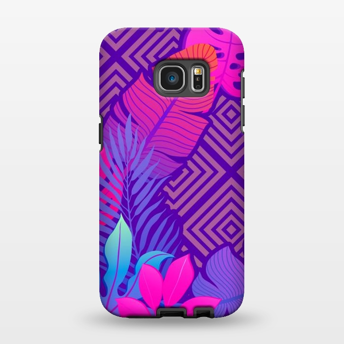 Galaxy S7 EDGE StrongFit Tropical Lines And Leaves Patterns by ArtsCase