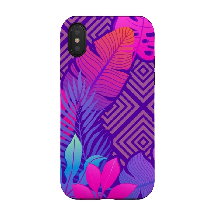 iPhone Xs / X StrongFit Tropical Lines And Leaves Patterns by ArtsCase