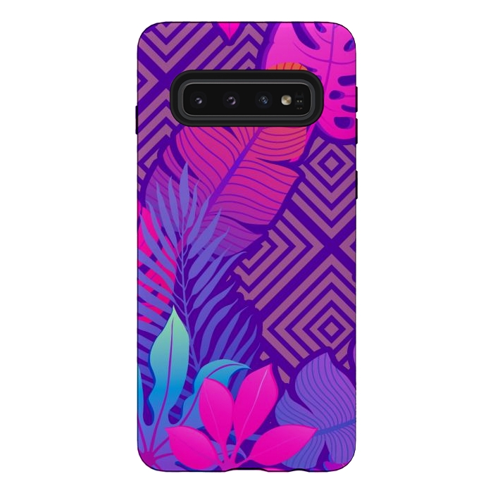 Galaxy S10 StrongFit Tropical Lines And Leaves Patterns by ArtsCase