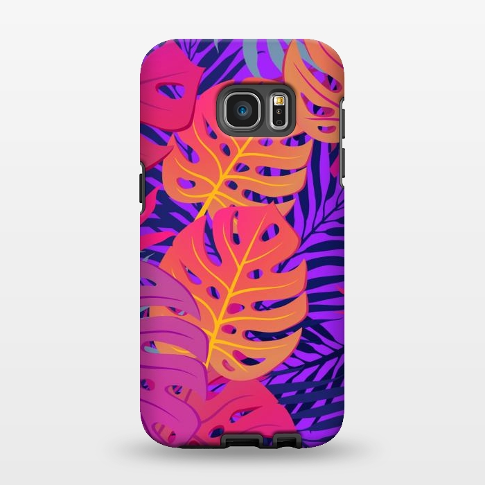 Galaxy S7 EDGE StrongFit Palm Trees In Summer And Neon by ArtsCase