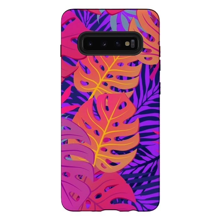 Galaxy S10 plus StrongFit Palm Trees In Summer And Neon by ArtsCase