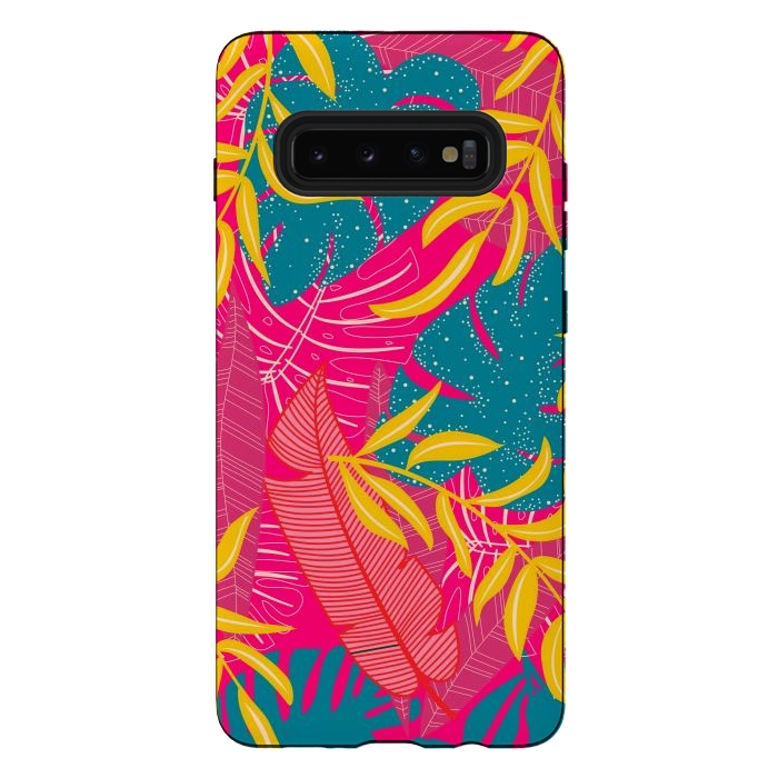 Galaxy S10 plus StrongFit Palm Patterns In Warm Colors by ArtsCase