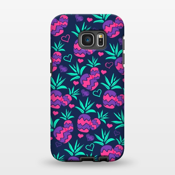 Galaxy S7 EDGE StrongFit Pineapples In Neon by ArtsCase