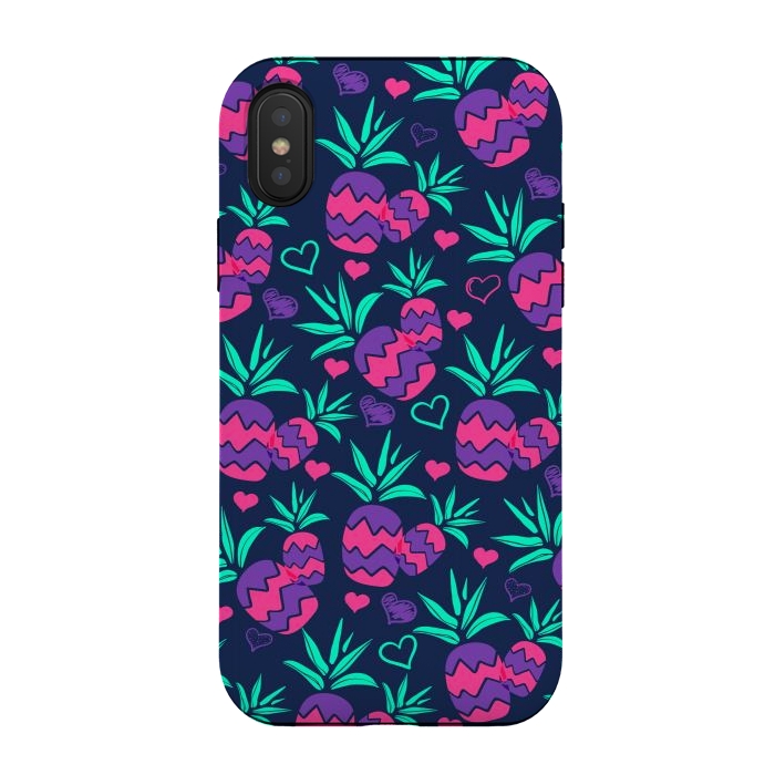 iPhone Xs / X StrongFit Pineapples In Neon by ArtsCase