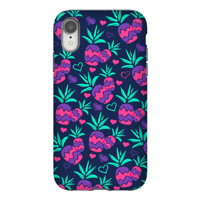iPhone Xr StrongFit Pineapples In Neon by ArtsCase