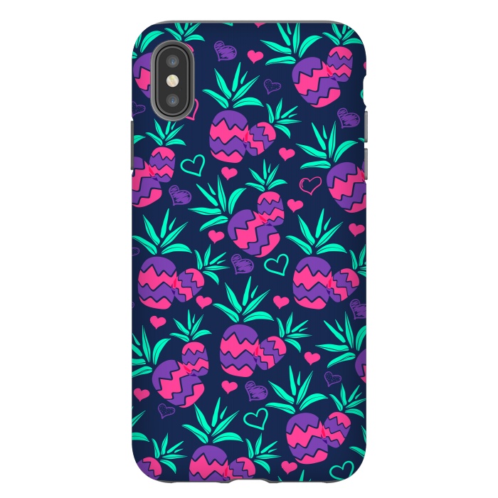 iPhone Xs Max StrongFit Pineapples In Neon by ArtsCase
