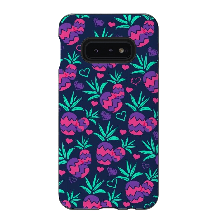 Galaxy S10e StrongFit Pineapples In Neon by ArtsCase
