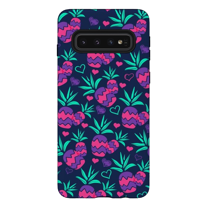 Galaxy S10 StrongFit Pineapples In Neon by ArtsCase
