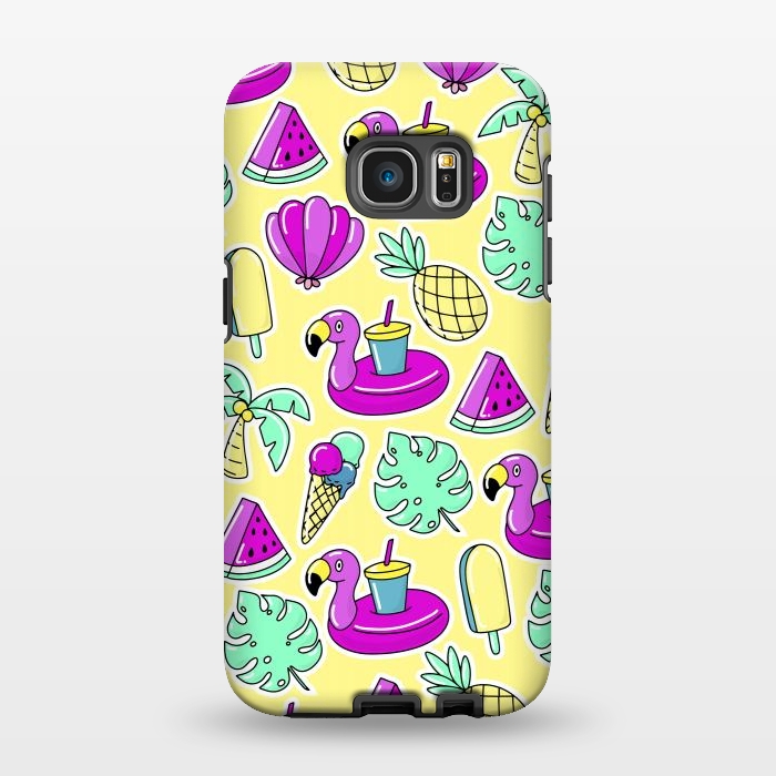 Galaxy S7 EDGE StrongFit Summer And Flamingos In Color by ArtsCase